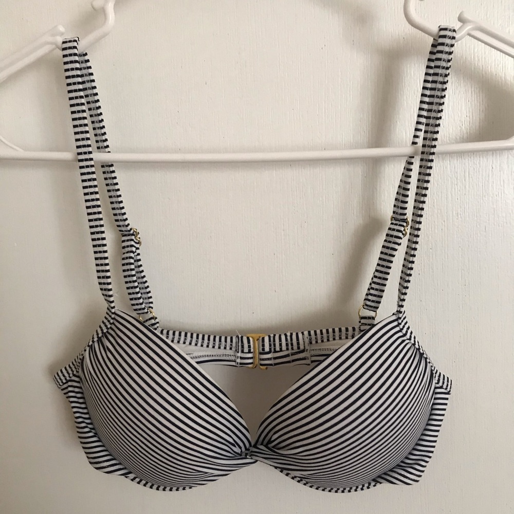 Xhilaration Striped Push Up Bikini Top -White/Blue